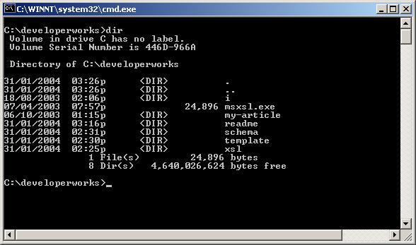 Listing of C:\developerworks